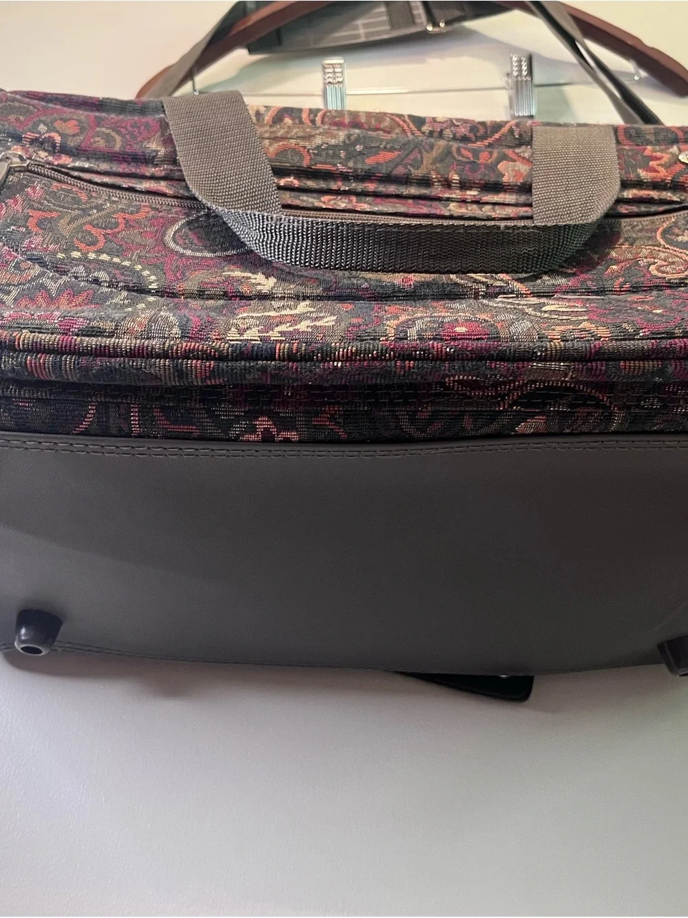 Vtg 90s Pierre Cardin Floral Tapestry Travel Carry On Shoulder Bag